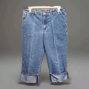 Gloria Vanderbilt Capri Jeans Size 16 Blue Cuffed Straight Leg